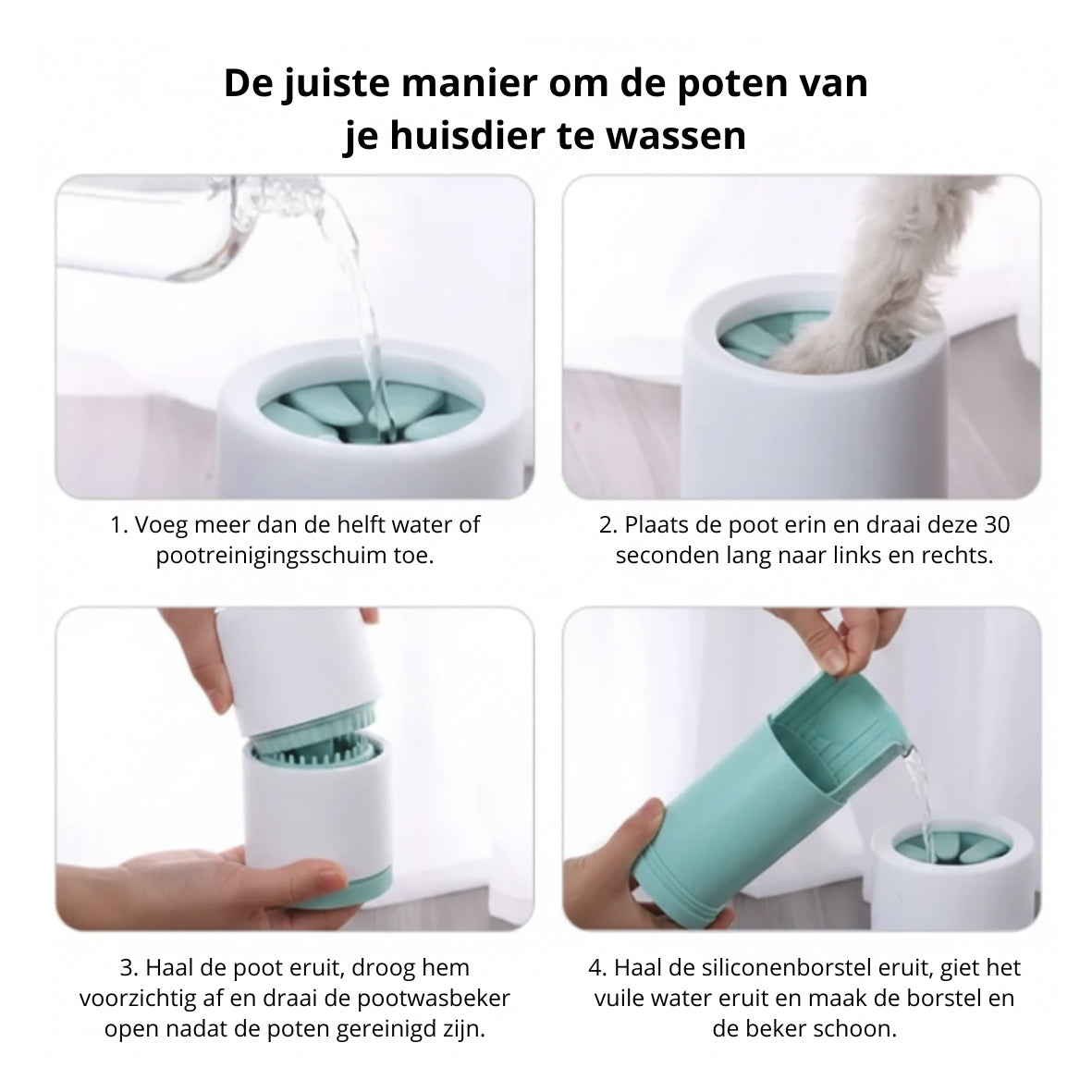 🐾 Handmatige hondenpootreiniger – snelle en zachte pootreiniger voor honden en katten
