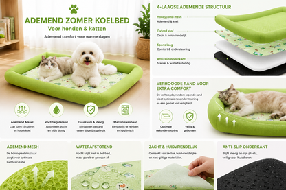 Pawlio zomer koelbed voor honden en katten – Ademend mesh bed met verhoogde rand