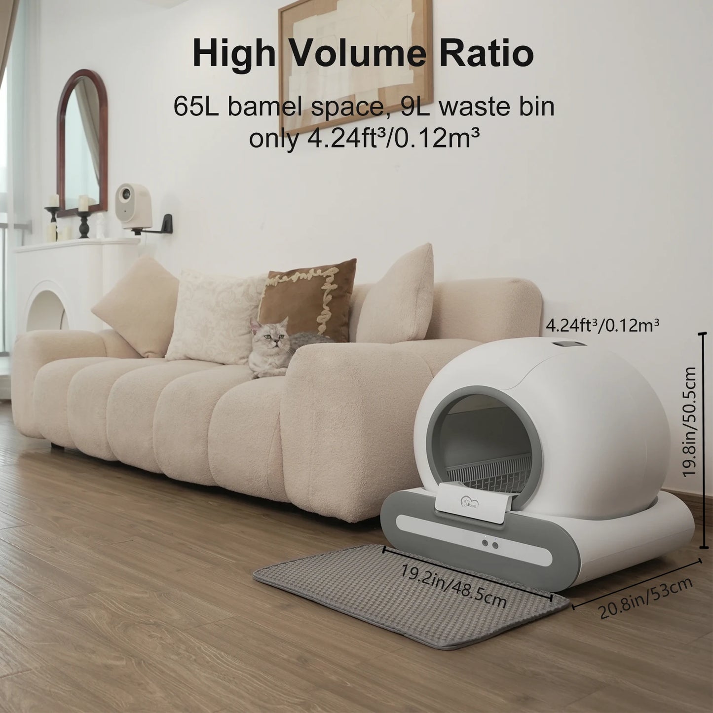 Pawlio smart zelfreinigende kattenbak – 65L, App-bediening, incl. mat & zakken