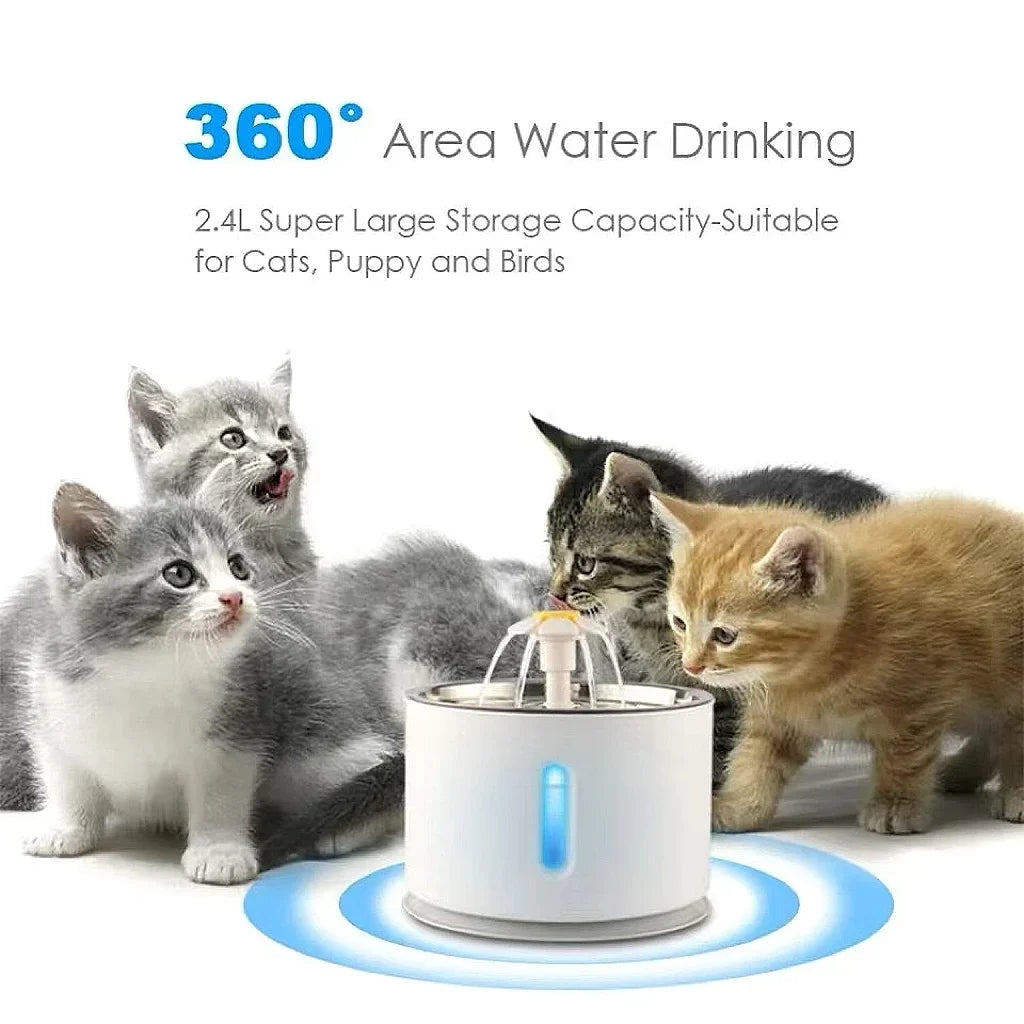 🐾 Pawlio drinkfontein voor katten – 3,2L roestvrij staal, USB, stil & slim met waterniveauvenster