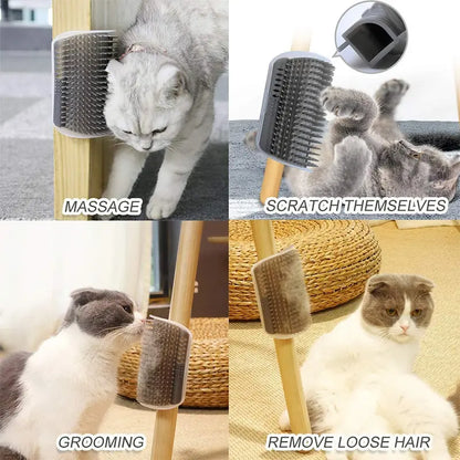 🐾 Katten hoekborstel met massagefunctie – zelfverzorgingsborstel voor katten en kittens