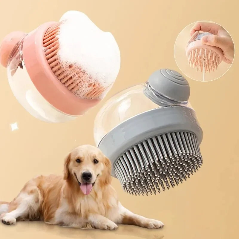 🐾 Wasborstel met shampoodispenser voor honden en katten – zachte massage- en wasborstel