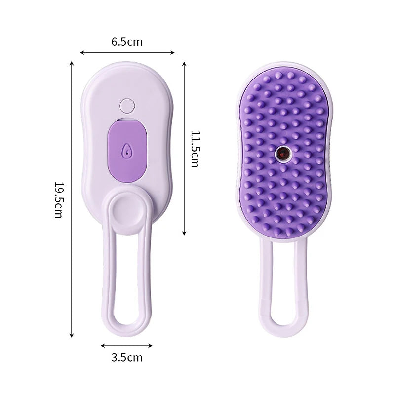 🐾 Stoomborstel voor honden en katten – elektrische 3-in-1 spray- en massageborstel