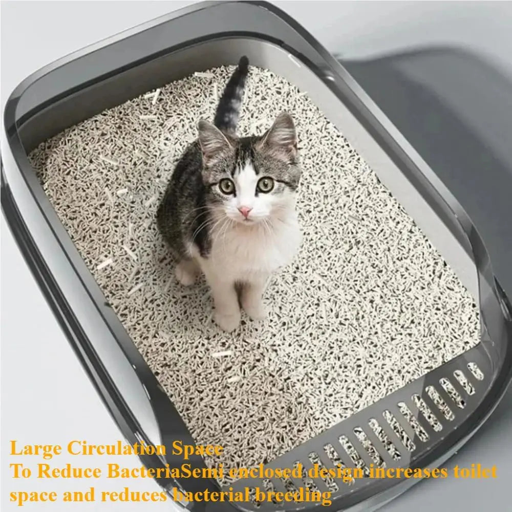 Pawlio halfgesloten kattenbak – Hoge randen & spatwaterdicht, incl. schep
