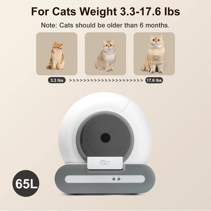 Pawlio smart zelfreinigende kattenbak – 65L, App-bediening, incl. mat & zakken