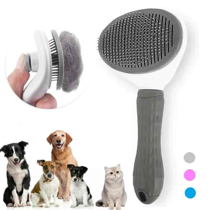 🐾 Zelfreinigende honden- en kattenborstel – verzorgingsborstel voor losse haren en klitten