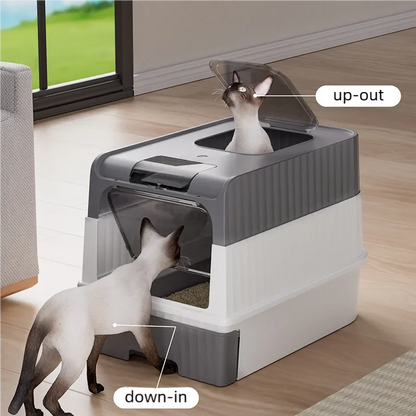 Pawlio gesloten kattenbak met deksel – Dubbele ingang, geurcontrole & schep