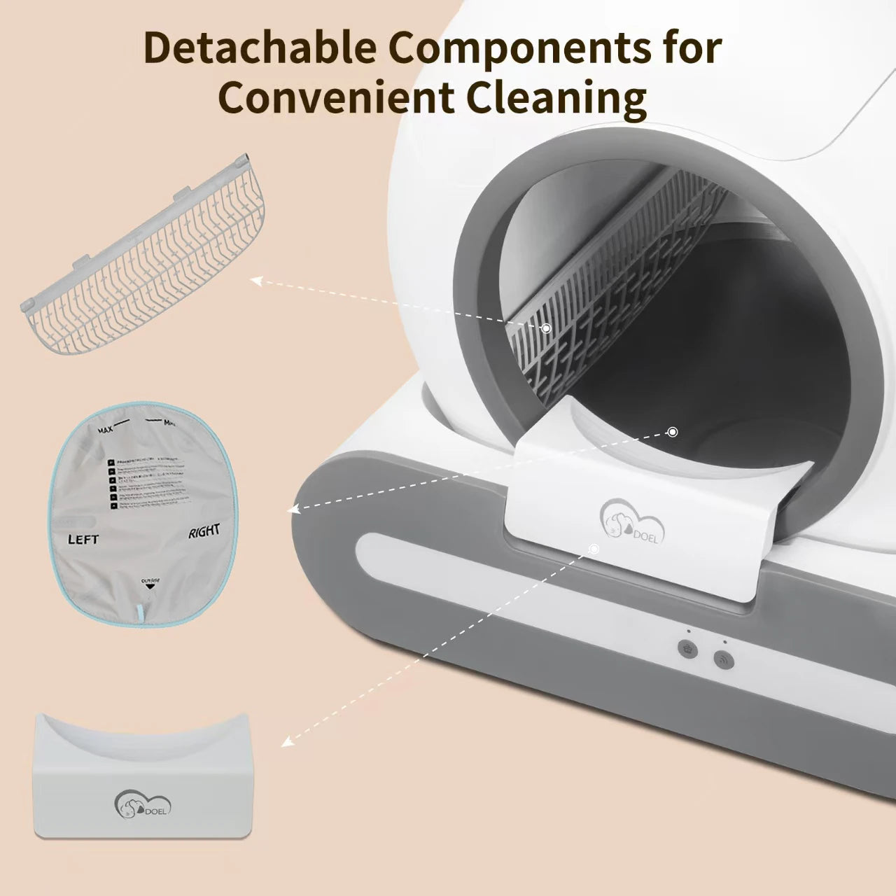 Pawlio smart zelfreinigende kattenbak – 65L, App-bediening, incl. mat & zakken