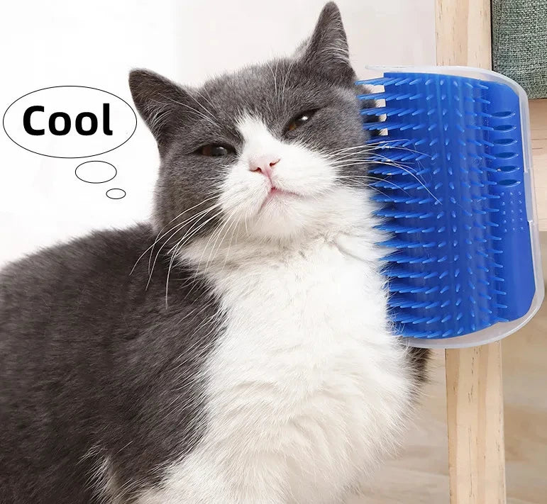 🐾 Katten hoekborstel met massagefunctie – zelfverzorgingsborstel voor katten en kittens