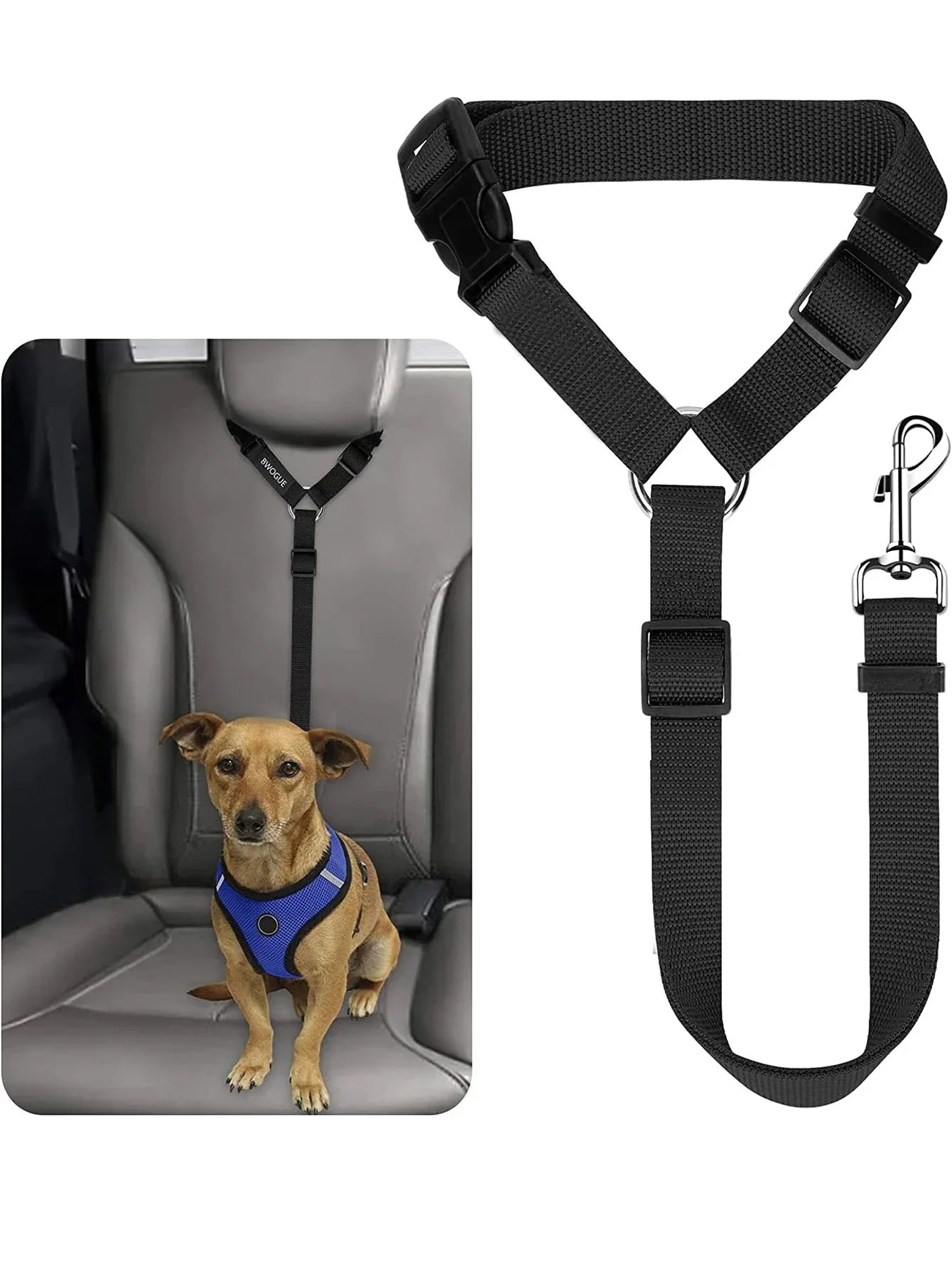Pawlio autogordel voor honden & katten – Verstelbare nylon veiligheidsgordel