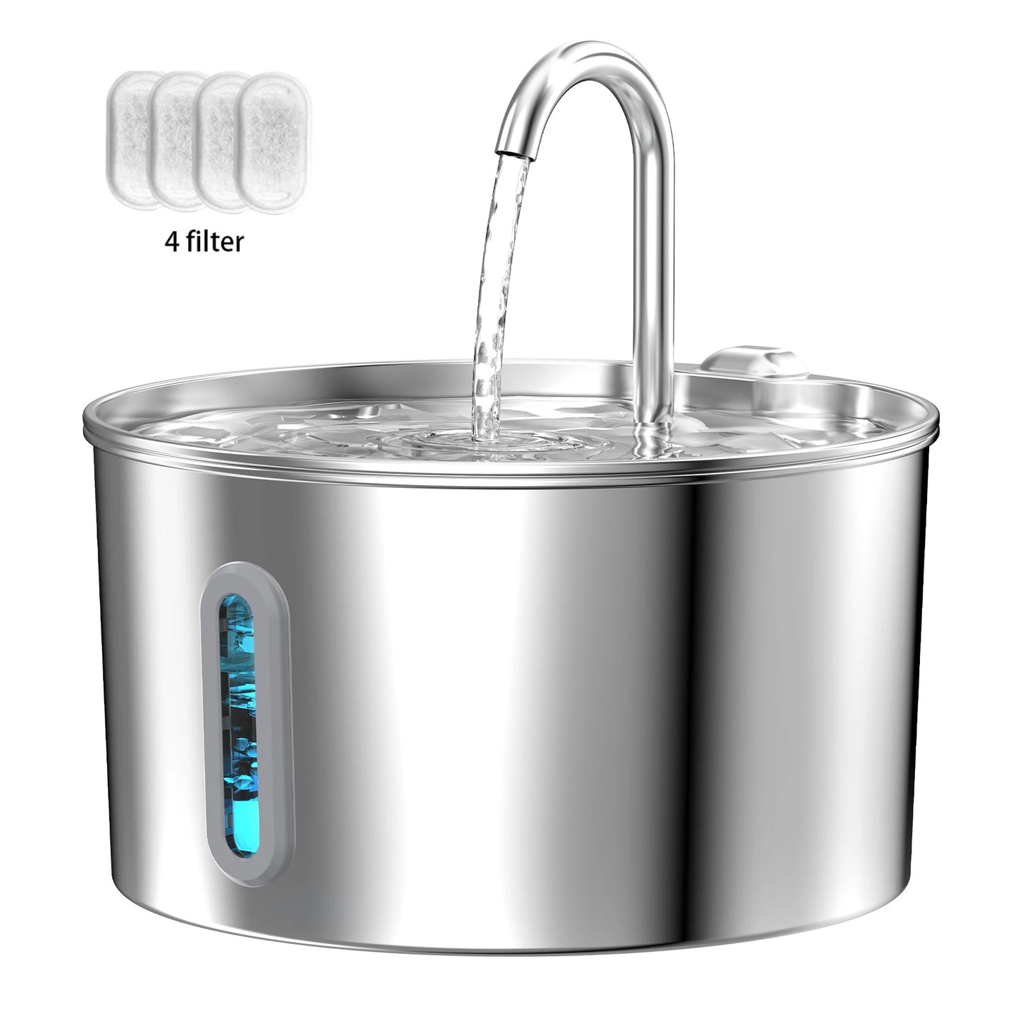 🐾 Automatische drinkfontein voor katten 2,2L – roestvrijstalen waterfontein met filter