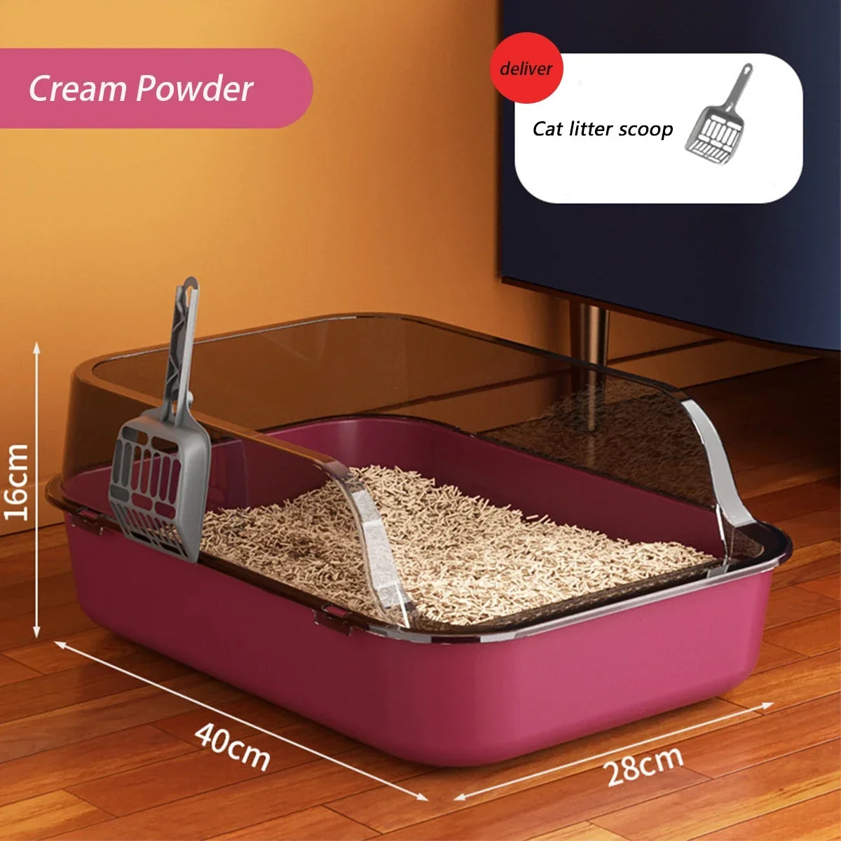 Pawlio halfgesloten kattenbak – Hoge randen & spatwaterdicht, incl. schep
