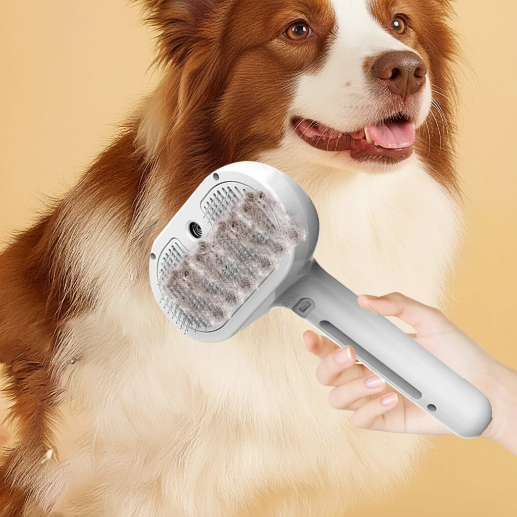🐾 Stoomborstel voor honden en katten – zelfreinigende verzorgingsborstel met sprayfunctie