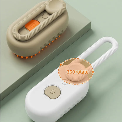 🐾 Stoomborstel voor honden en katten – elektrische 3-in-1 spray- en massageborstel