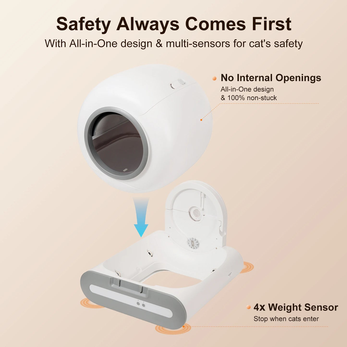 Pawlio smart zelfreinigende kattenbak – 65L, App-bediening, incl. mat & zakken
