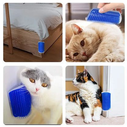 🐾 Katten hoekborstel met massagefunctie – zelfverzorgingsborstel voor katten en kittens