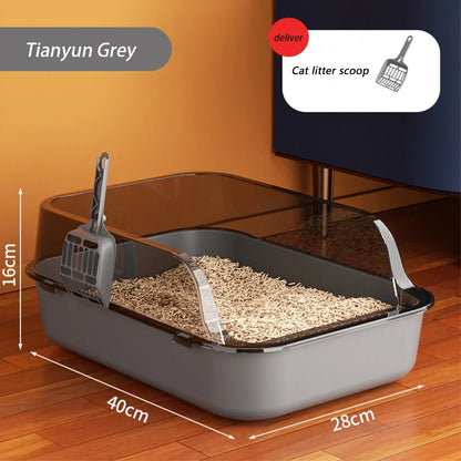 Pawlio halfgesloten kattenbak – Hoge randen & spatwaterdicht, incl. schep