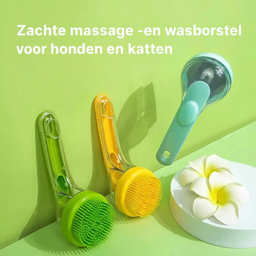 🐾 Zachte massage -en wasborstel voor honden en katten