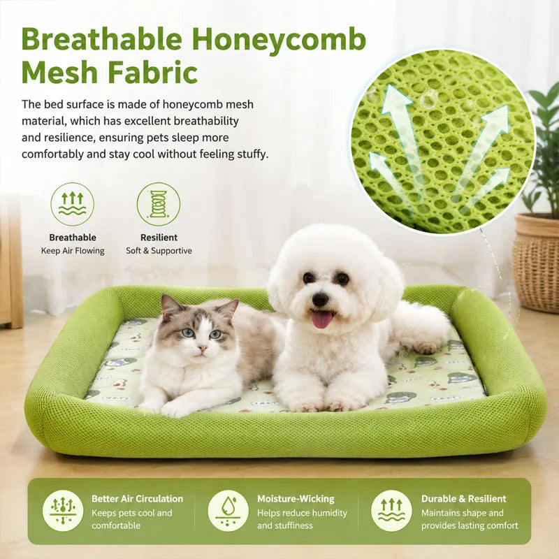 Pawlio zomer koelbed voor honden en katten – Ademend mesh bed met verhoogde rand
