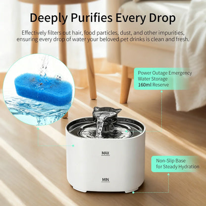 🐾 Pawlio drinkfontein voor katten – 2,2L USB elektrisch, stil & automatisch met filter