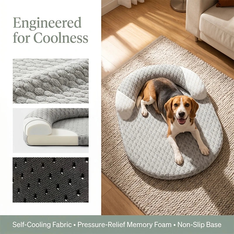Pawlio ovaal verkoelend bed voor honden & katten – Ice silk ademend bed
