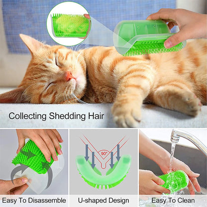 🐾 Katten hoekborstel met massagefunctie – zelfverzorgingsborstel voor katten en kittens