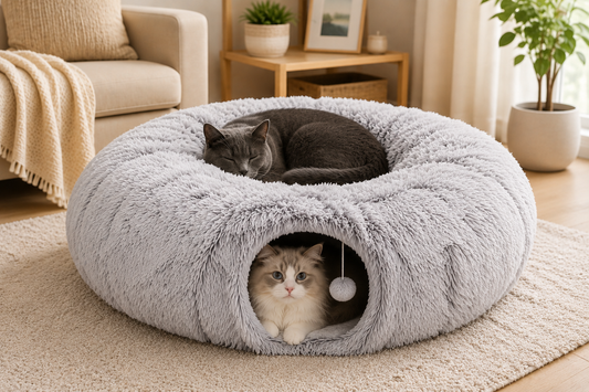 Pawlio CozyTunnel™ zachte kattentunnel en speelplek met twee katten