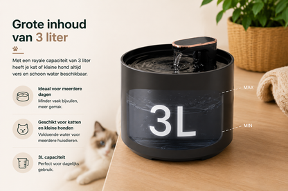 Pawlio automatische drinkfontein met grote inhoud van 3 liter voor katten en honden
