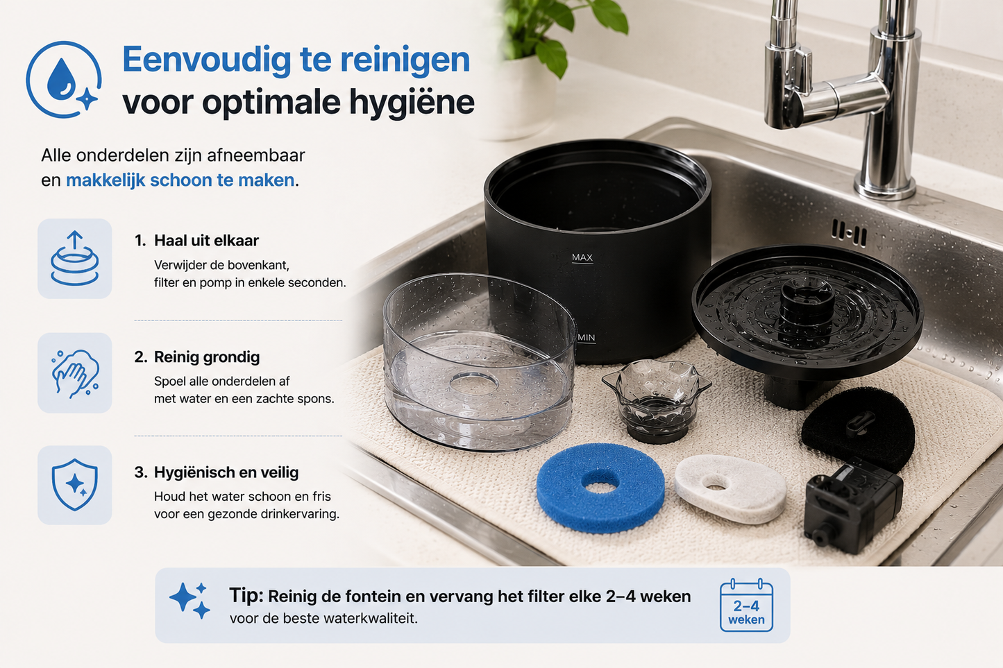 🐾 Fontaine à eau pour chats Pawlio 2,2L – Ultra-silencieuse, USB & automatique avec filtre