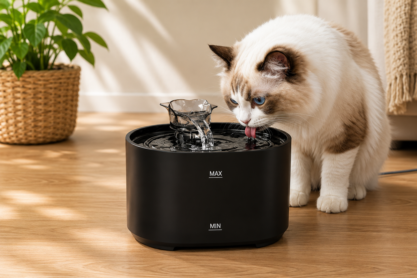 🐾 Fontaine à eau pour chats Pawlio 2,2L – Ultra-silencieuse, USB & automatique avec filtre