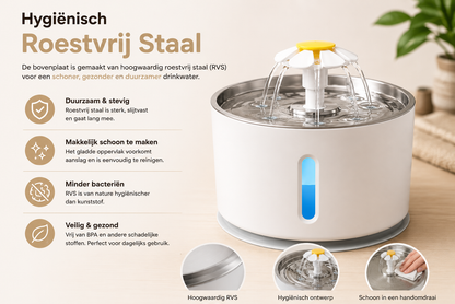 🐾 Pawlio RVS Drinkfontein 3,2L – Fluisterstil voor katten & honden