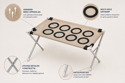 Pawlio GroomCare™ met ademend mesh-oppervlak, multi-hole ontwerp, stevige metalen constructie en antislipvoetjes