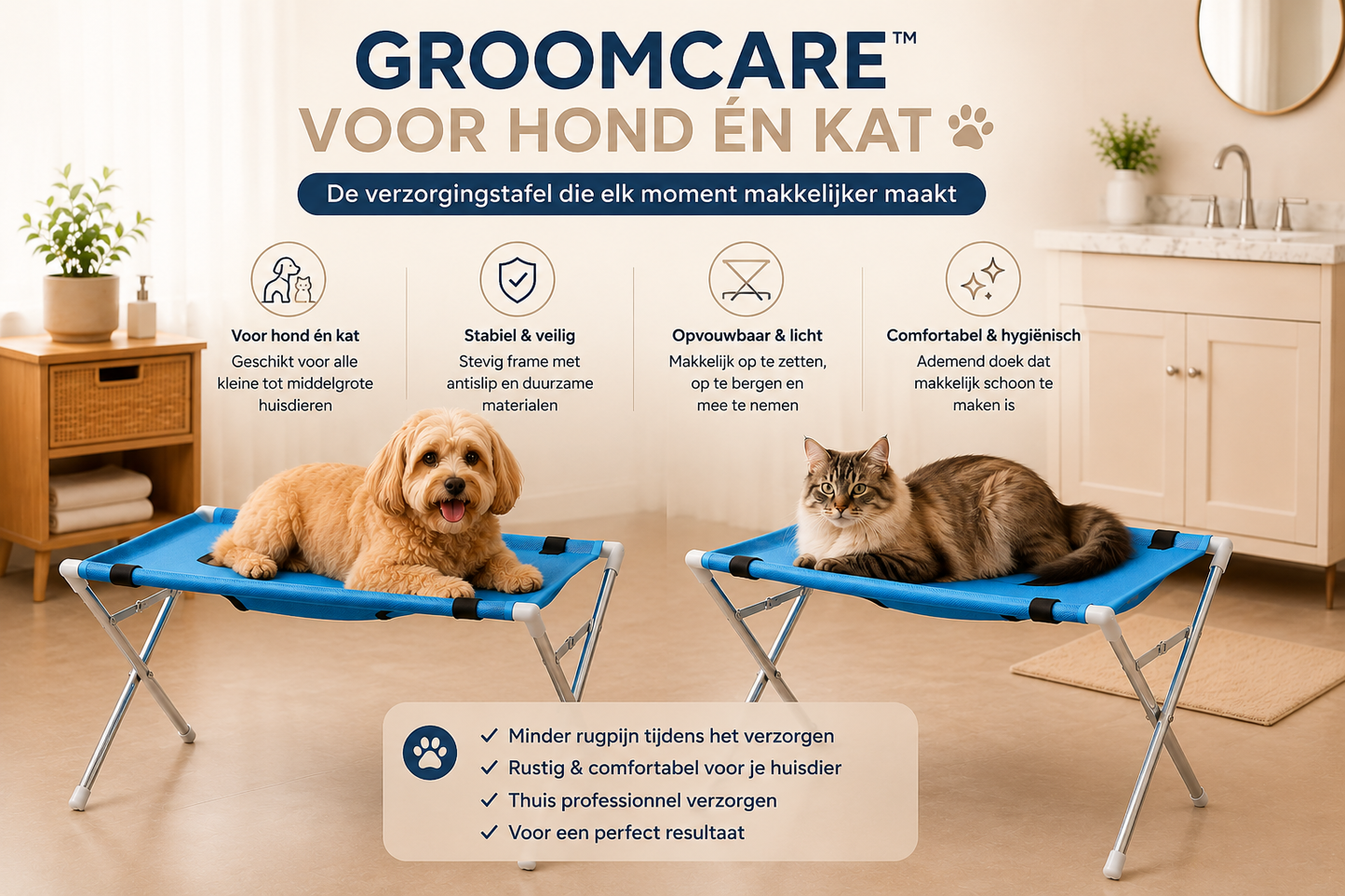 Pawlio GroomCare™ verzorgingstafel voor hond en kat