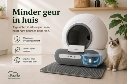 Pawlio zelfreinigende kattenbak met afgesloten afvalcompartiment voor minder geurtjes