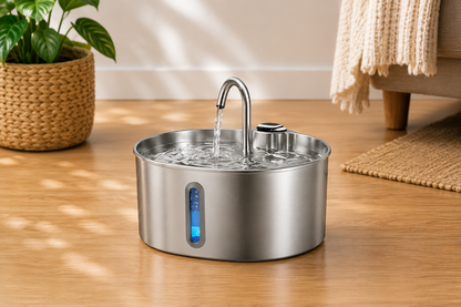 Pawlio 2,2L roestvrijstalen drinkfontein voor katten met automatische watercirculatie en filter