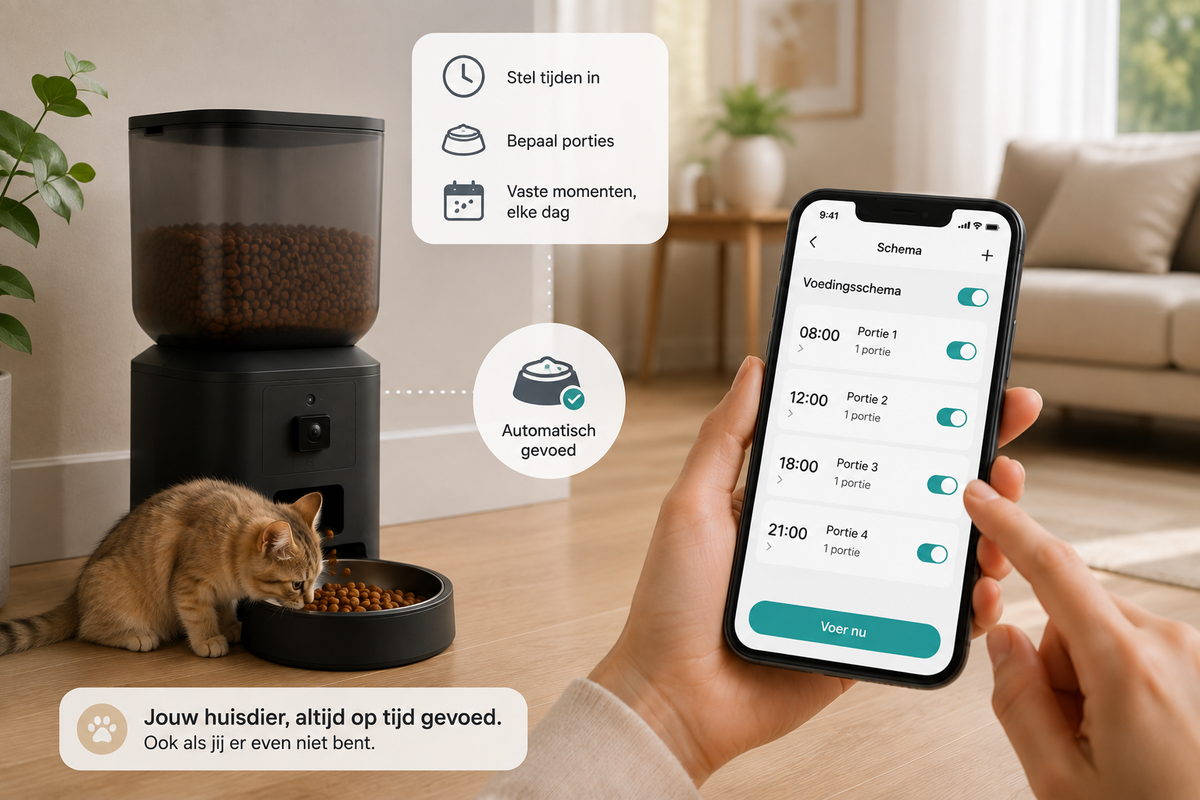 Pawlio SmartView automatische voerautomaat met instelbaar voedingsschema via de app