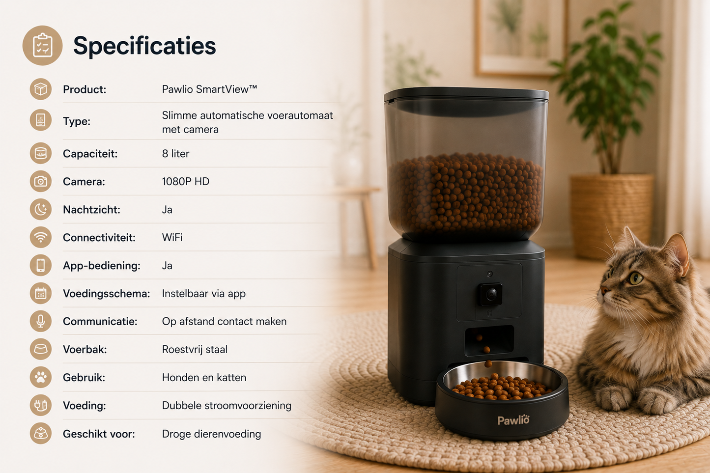 Pawlio SmartView™ – Slimme voerautomaat met HD-camera