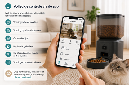 Pawlio SmartView™ automatische voerautomaat met slimme app voor voeding, camera en nachtzicht
