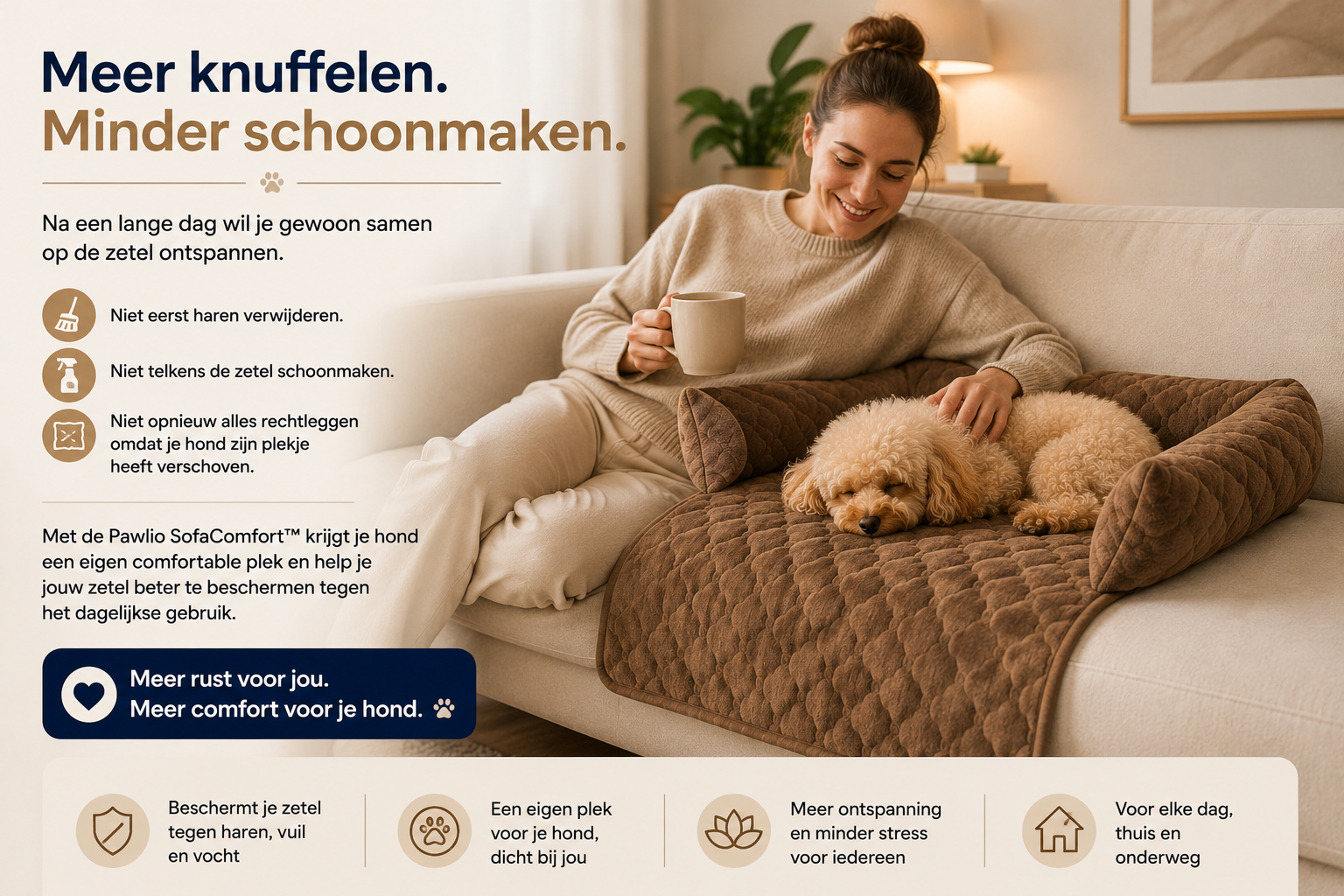 Pawlio SofaComfort hondenbed op de zetel voor meer comfort en minder schoonmaakwerk