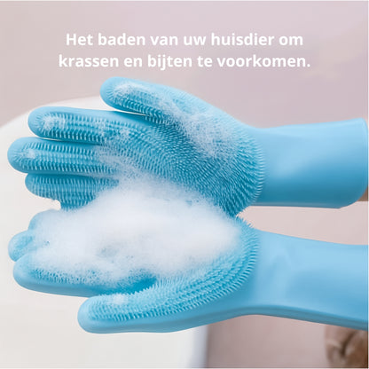 🐾 Verzorgingshandschoenen voor honden en katten – zachte handschoen voor vachtverzorging en wassen