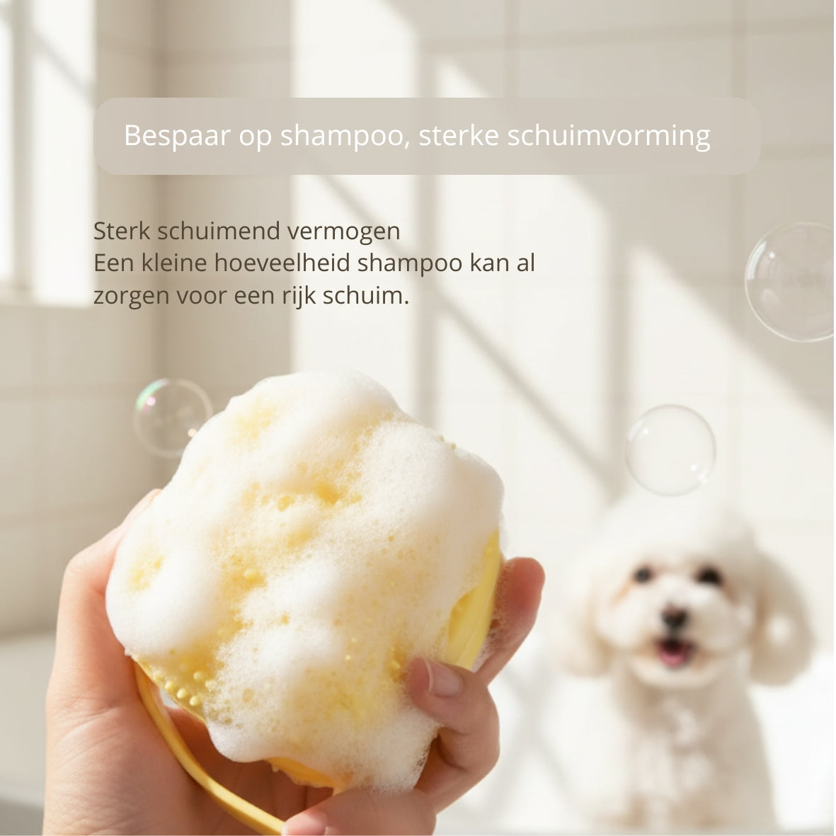 🐾 Zachte wasborstel met shampoodispenser – 2-in-1 was -en massageborstel voor honden en katten
