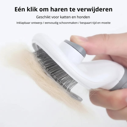 🐾 Zelfreinigende honden- en kattenborstel – verzorgingsborstel voor losse haren en klitten