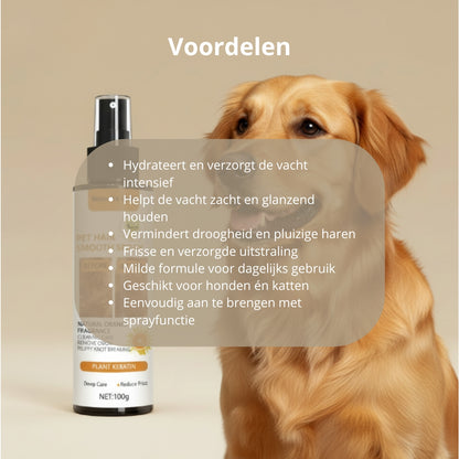 🐾 Hydraterende verzorgingsspray voor honden en katten – zachte en glanzende vacht